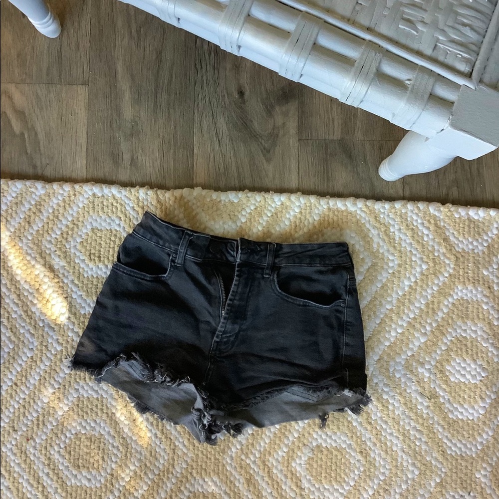 black denim shorts